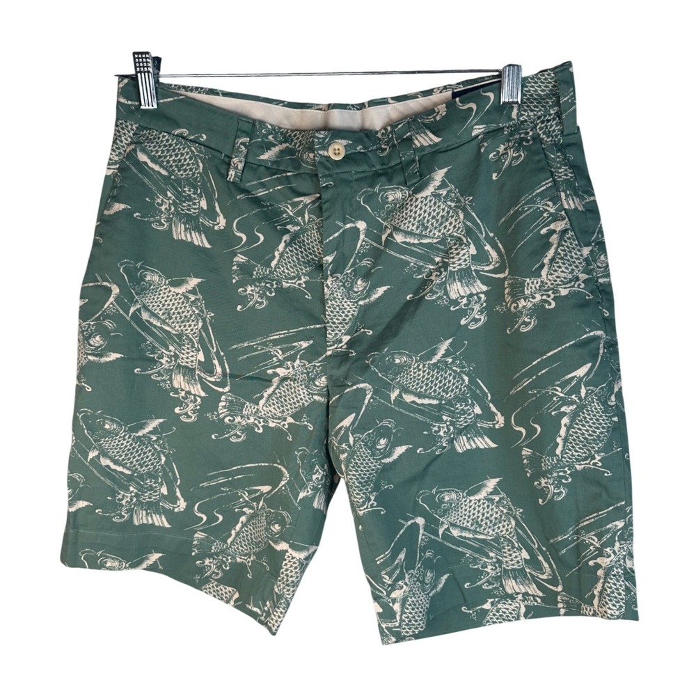 Polo Ralph Lauren Men's Green Koi Fish Print Stretch Classic Fit Shorts Size 32